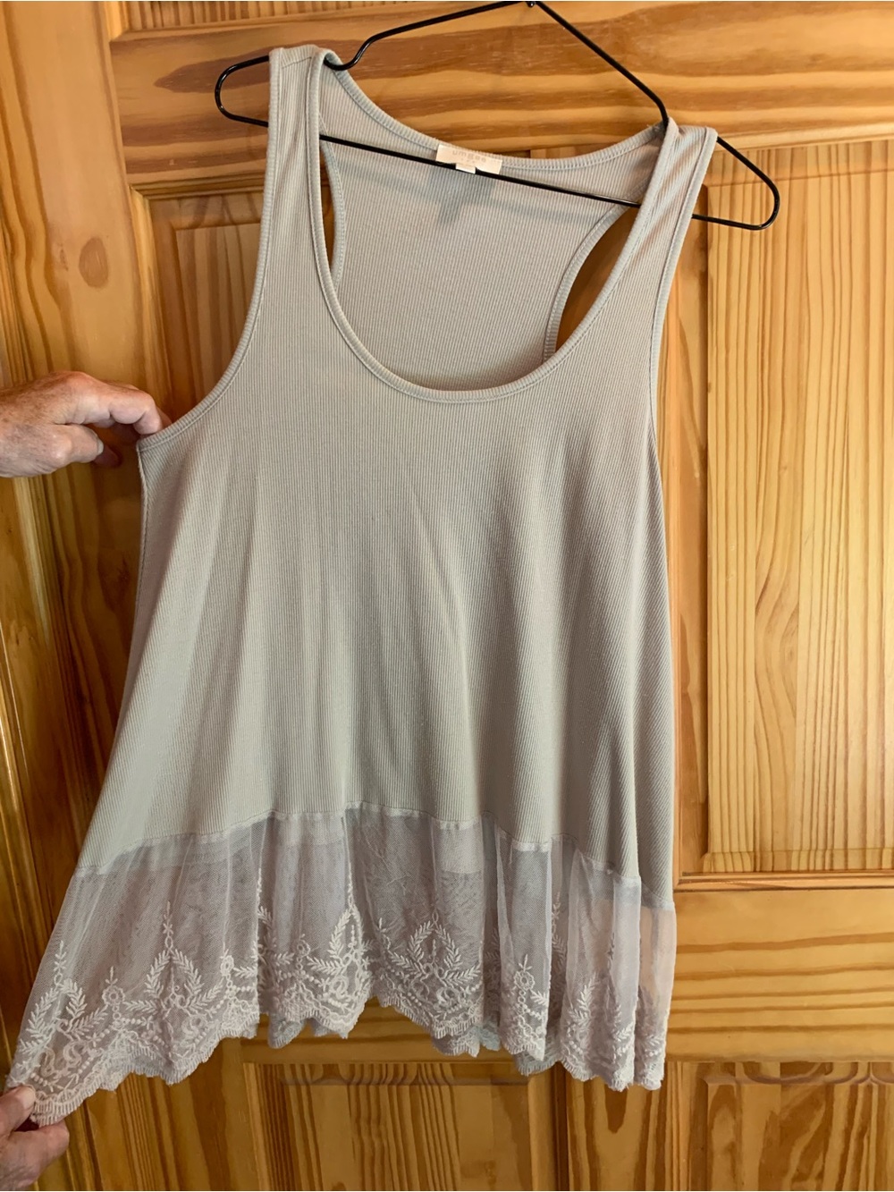 Umgee Light beige Lace-Hem Racerback Tank